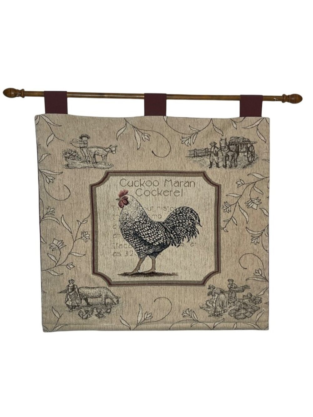 Cuckoo Maran Cockerel French Country Tapestry Wall Hanging Rustic Farmhouse